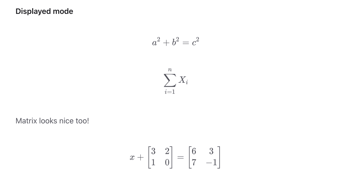 Block math equations example