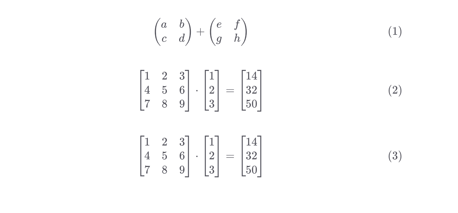 Numbered equations example